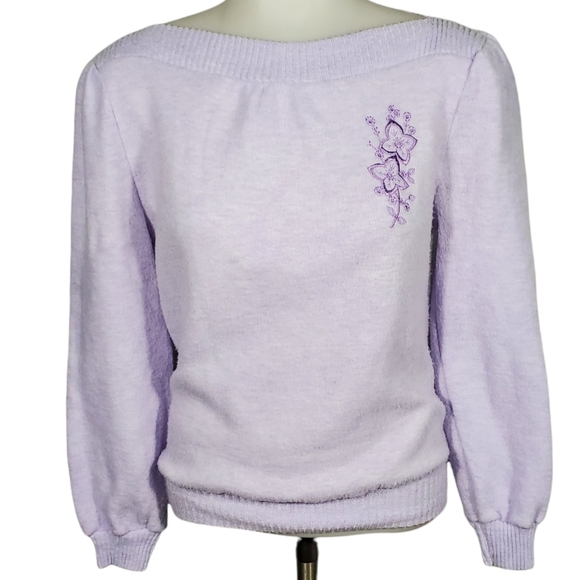 variety Sweaters - VARIETY Purple Boatneck Embroidered Sweater sizeM